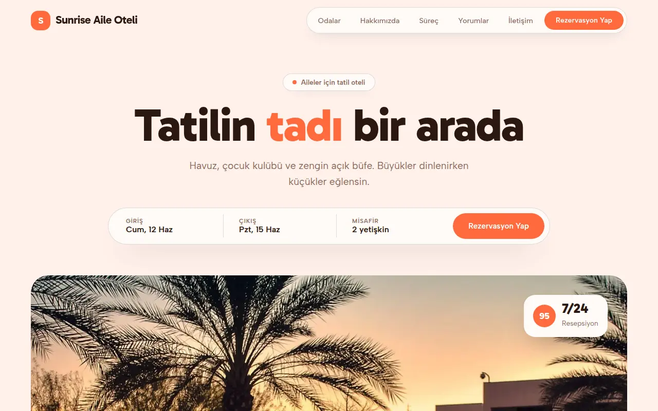 Butik Şehir Oteli Web Sitesi — Sunrise Aile Oteli